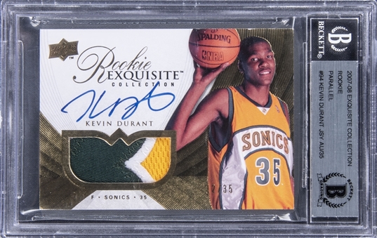 2007-08 Exquisite Collection #94 Kevin Durant Rookie Patch Autograph Gold (#12/35) - BGS AUTHENTIC